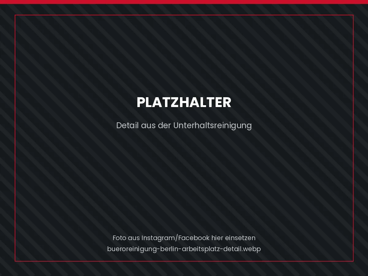 Gereinigter Arbeitsplatz in einem Berliner Büro mit staubfreier Ablage und Bildschirm