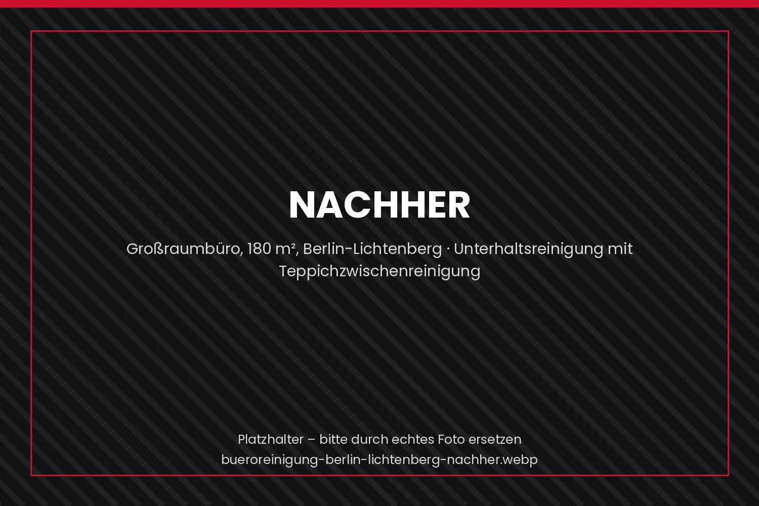 Derselbe Büroraum in Berlin-Lichtenberg nach der Unterhaltsreinigung durch Koser Facility Management – streifenfreie Flächen und gereinigter Teppichboden