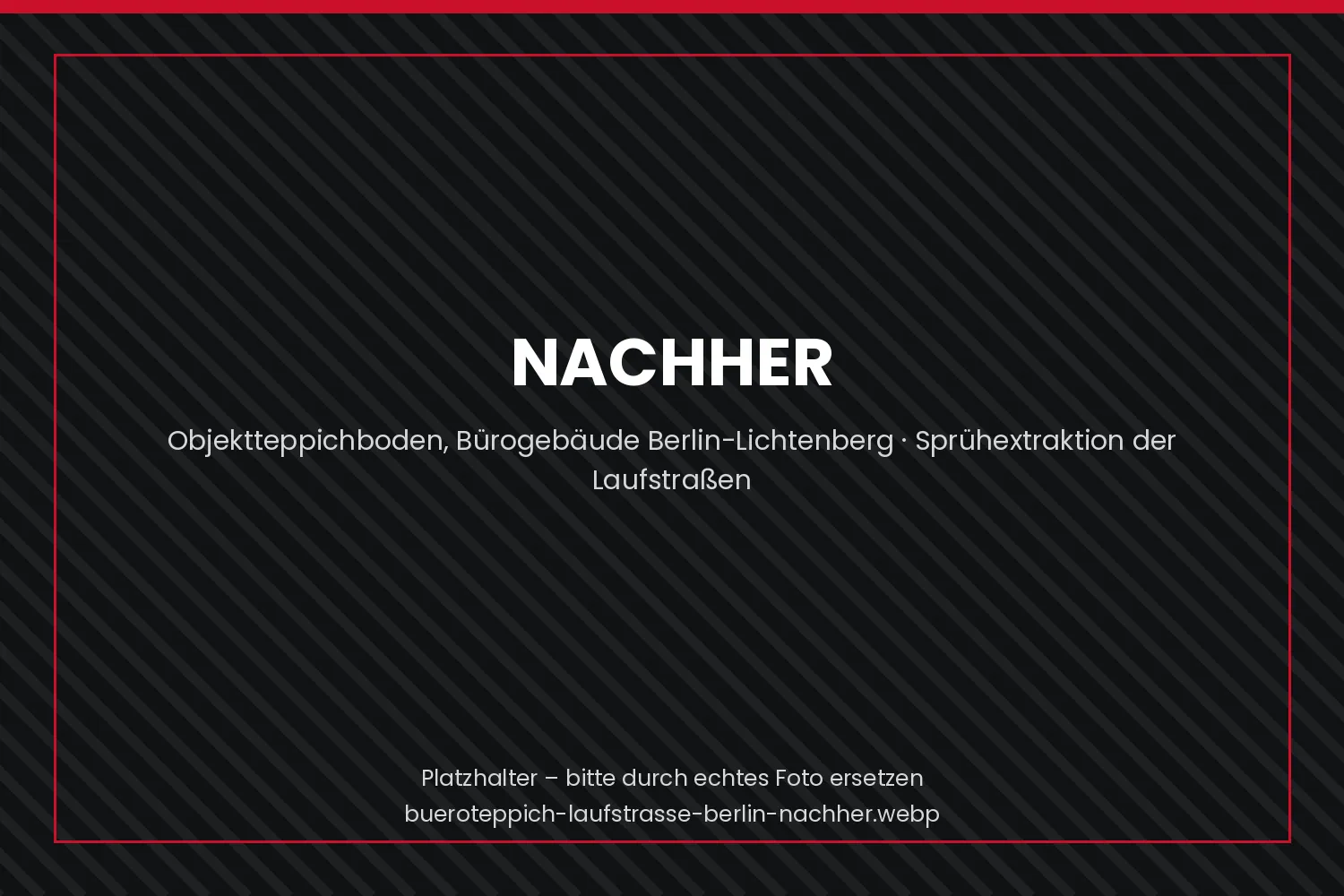 Büroteppichboden in Berlin nach der Sprühextraktionsreinigung durch Koser Facility Management – gleichmäßiges Farbbild