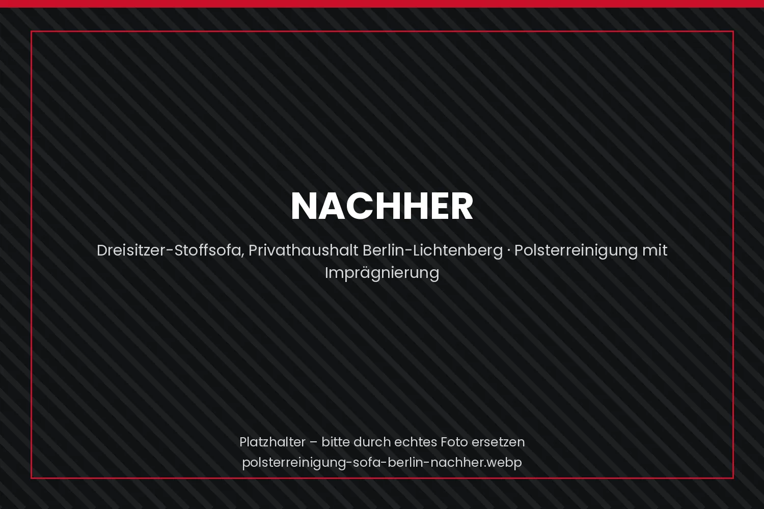 Stoffsofa nach der Polsterreinigung durch Koser Facility Management in Berlin – aufgefrischte Farben und neutralisierter Geruch