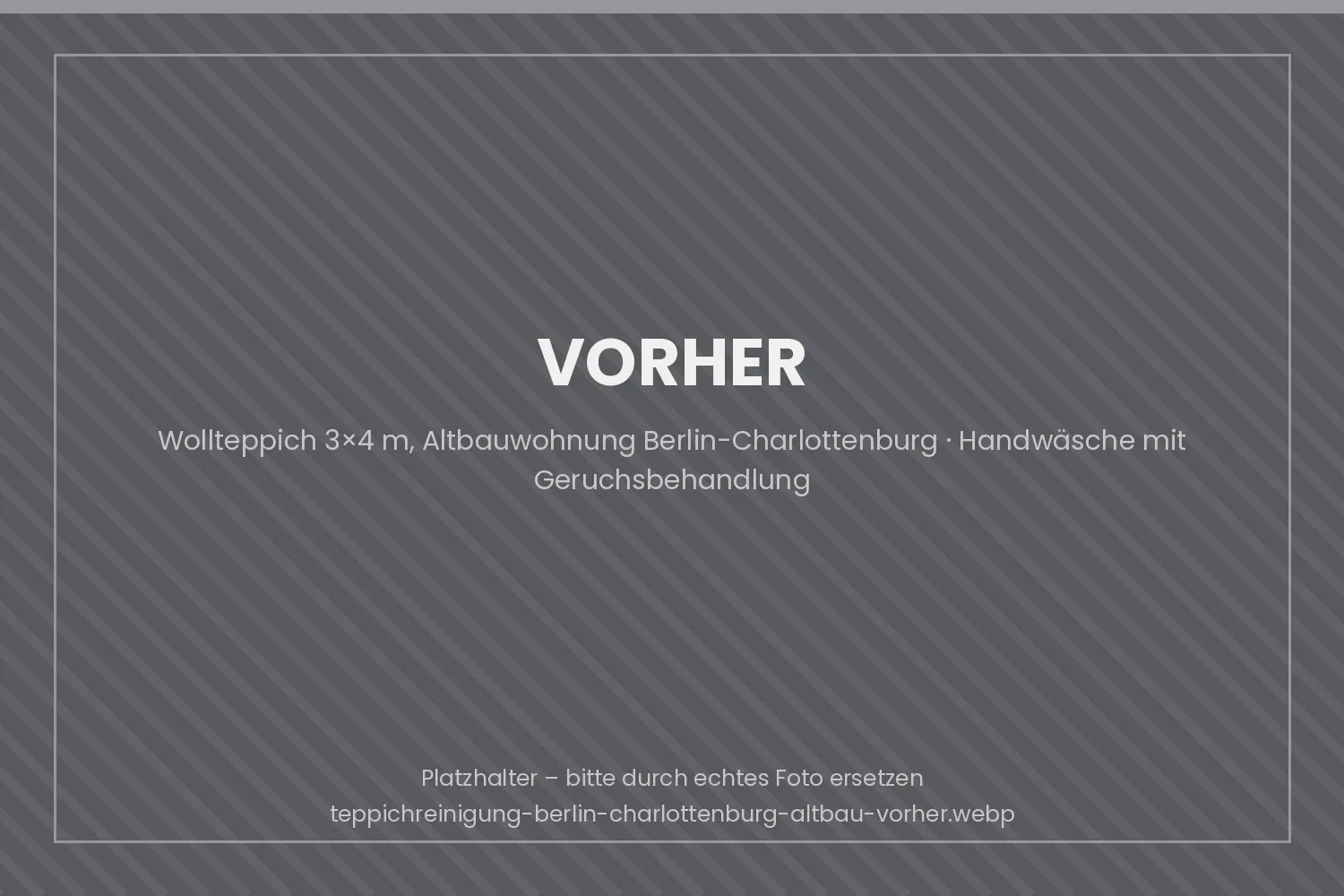 Verfleckter Wollteppich in einer Altbauwohnung in Berlin-Charlottenburg vor der Teppichreinigung